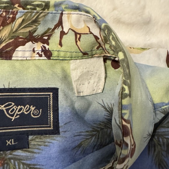 Vintage Roper Mens XL Western Wild Horses Hawaiian Shirt Short Sleeve - Picture 6 of 11